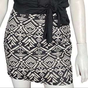 Divided Black & White Lined Mini Skirt, Size 2-4